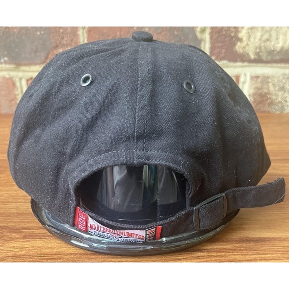 Vintage Marlboro Unlimited Hat Cap Strap Back Black Red Advertising Mens 90s - Picture 5 of 6